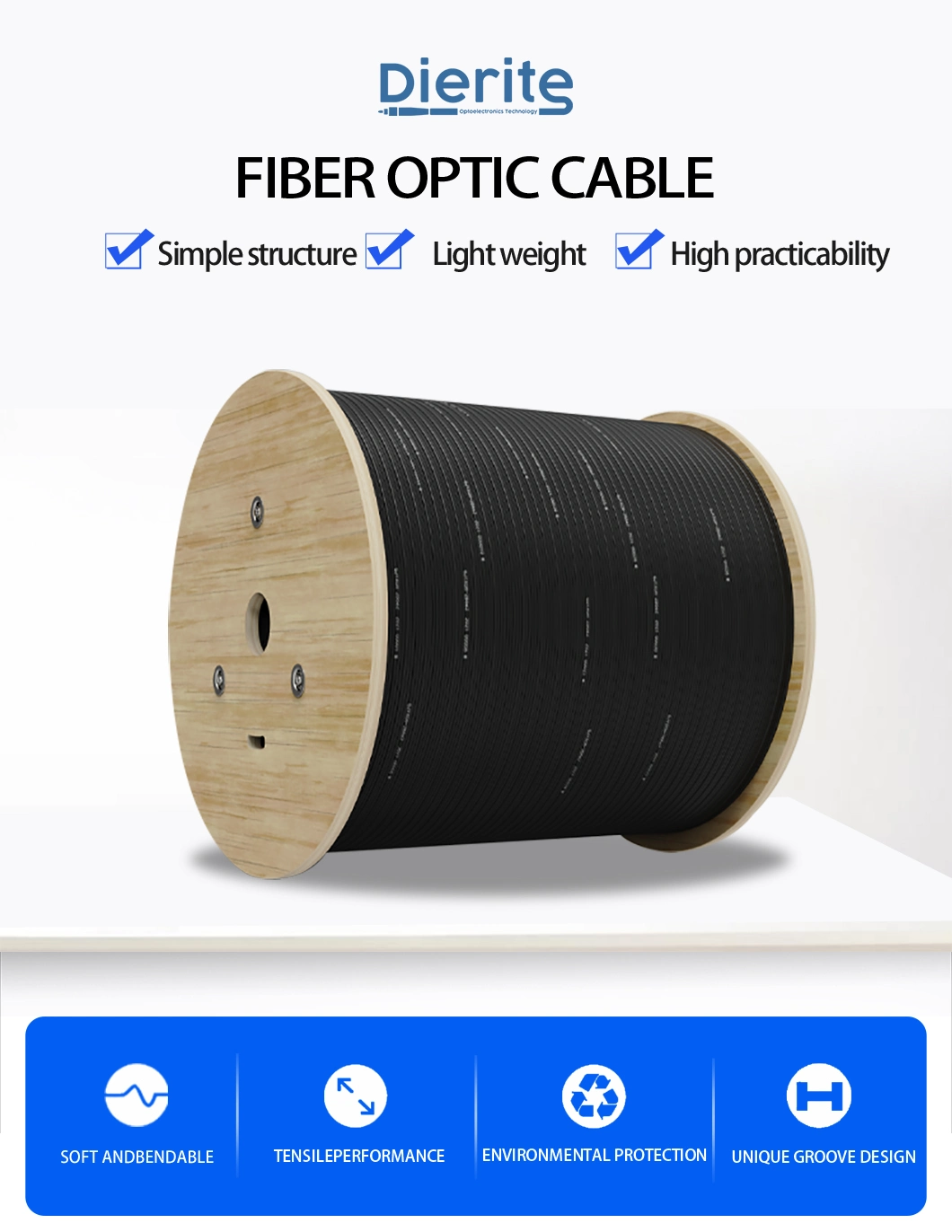 Indoor/Outdoor Self Supporting FTTH 1core 2core 4core Fiber Optic Cable with FRP FTTX Flat Drop Cable Fibre Optical Cord