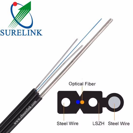 Indoor/Outdoor Self Supporting FTTH 1core 2core 4core Fiber Optic Cable with FRP FTTX Flat Drop Cable Fibre Optical Cord